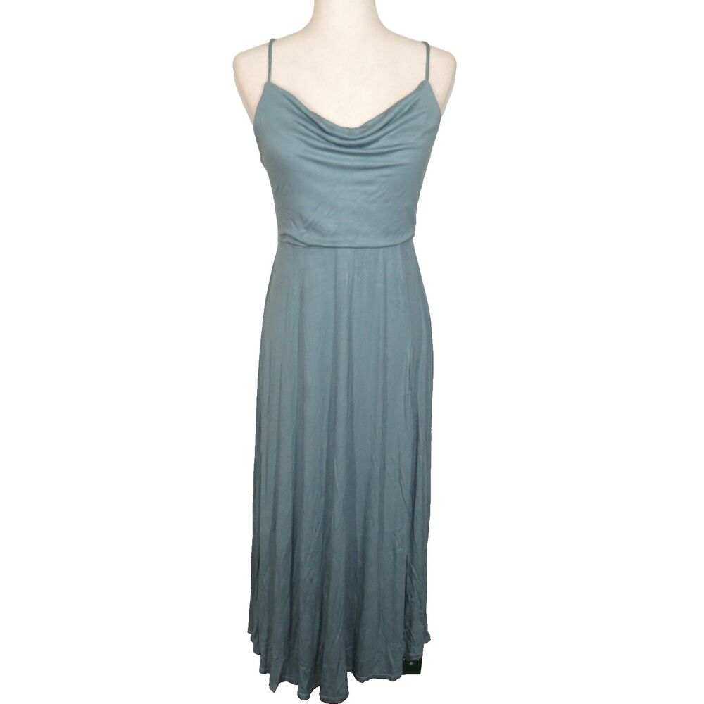 Halara Soft Stretchy Draped Neck Open Back Lace Up Padded Maxi Dress Size Medium - Picture 11 of 15